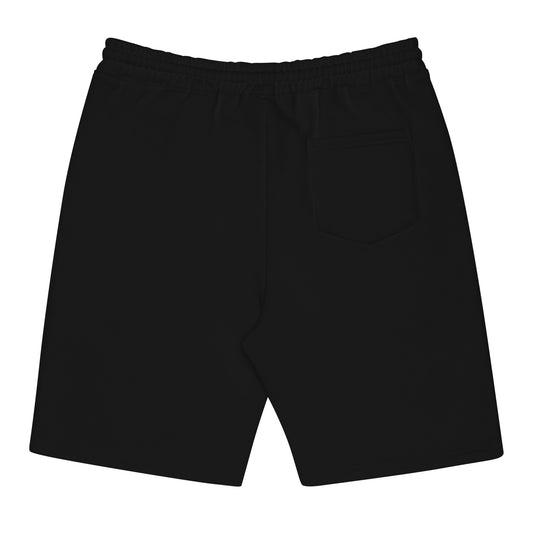 "Flat lay rear view of Detroit Riot Club 8.5oz heavyweight Black Jogger shorts. Part of the engineered archival uniform system designed in Detroit."