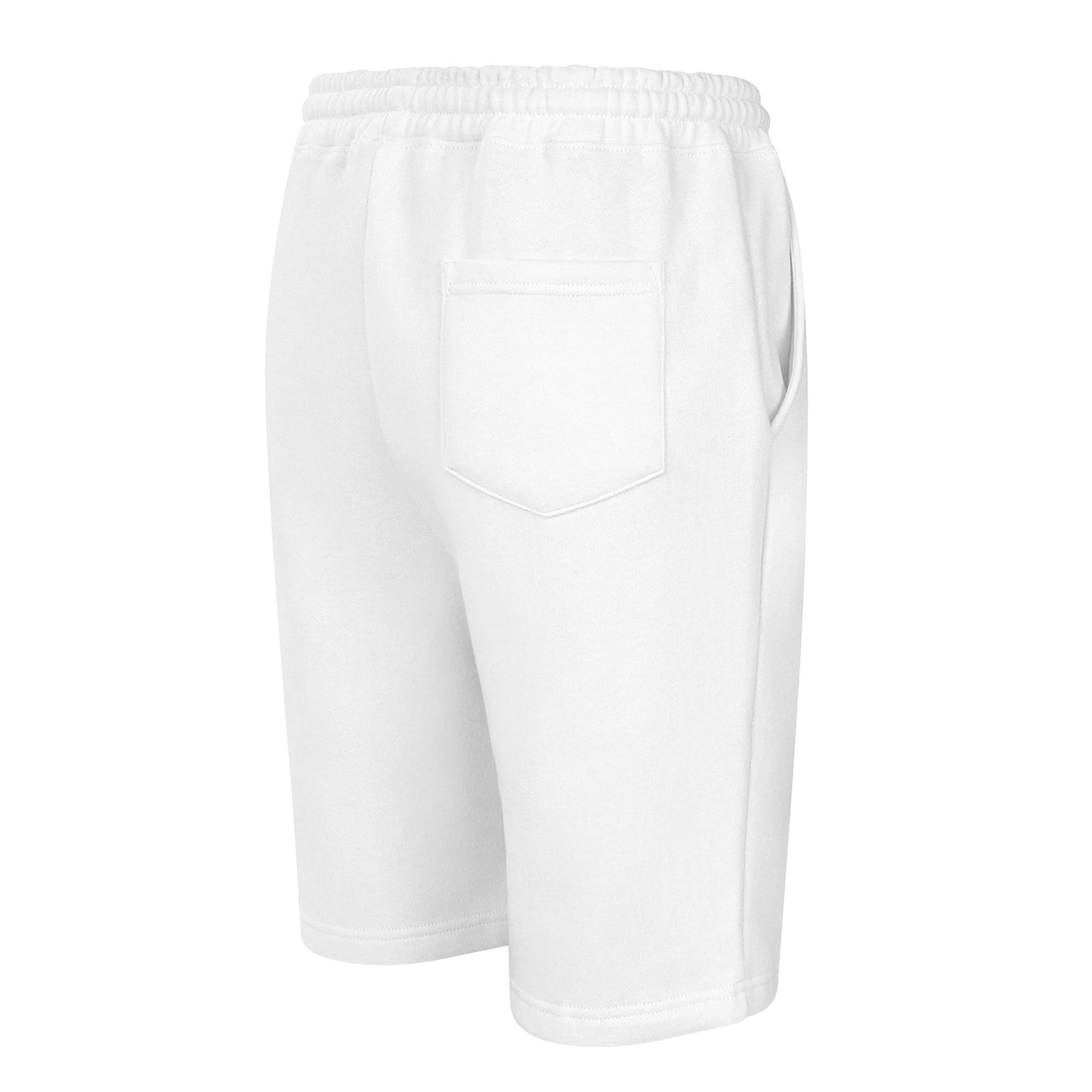 "Rear-right profile of the 8.5oz heavyweight archival jogger shorts in optic white, featuring a relaxed streetwear fit and structured silhouette."