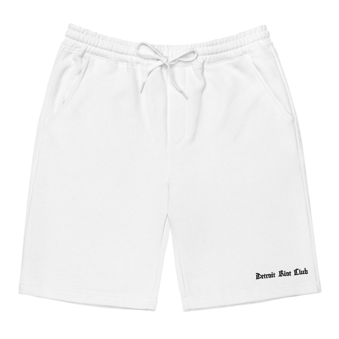 Detroit Riot Club Archival Optic White Jogger Shorts: 8.5oz heavyweight fleece hardware engineered for comfort and structural durability.