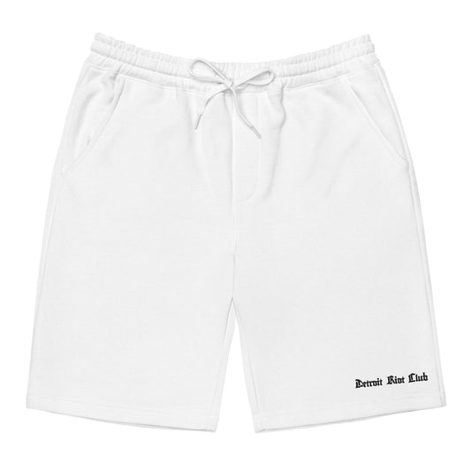 Detroit Riot Club Archival Optic White Jogger Shorts: 8.5oz heavyweight fleece hardware engineered for comfort and structural durability.